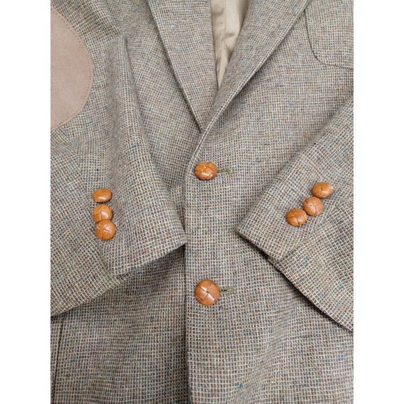 Stewart County Sport Western Jacket Confetti Wool Tweed Suede Elbows Sz 48R - Picture 7 of 11